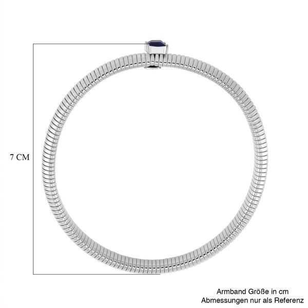 Blaues Kristall Armband, flexibel, Reiner Edelstahl, silberfarben image number 5
