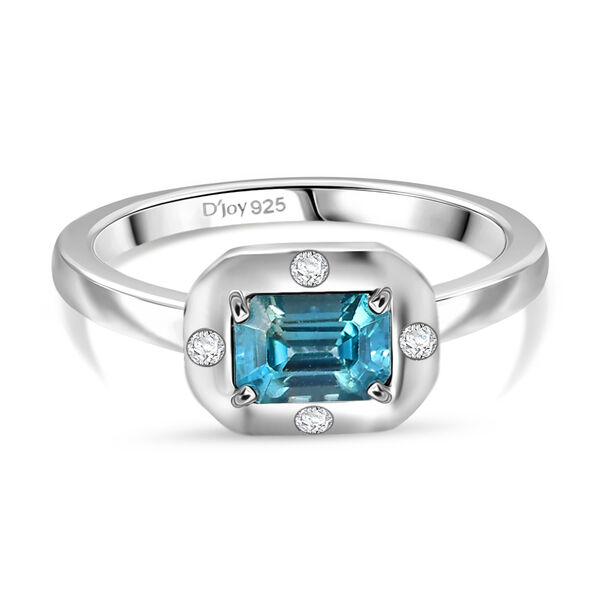 D'Joy AAA Blauer Zirkon, Weißer Zirkon Ring 925 Silber rhodiniert (Größe 20.00) ca. 1,35 ct image number 0