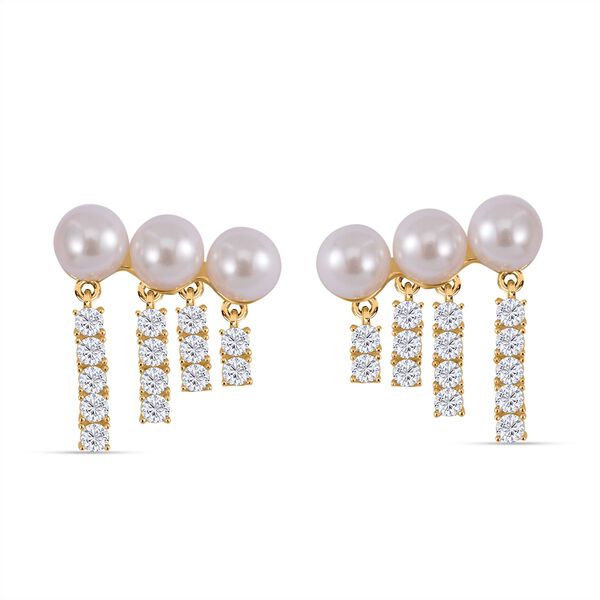 Wei&szlig;e Muschelkernperle und Zirkonia Ohrringe