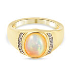 Natürlicher Äthiopischer Opal und Zirkon Ring 925 Silber Gelbgold Vermeil image number 0