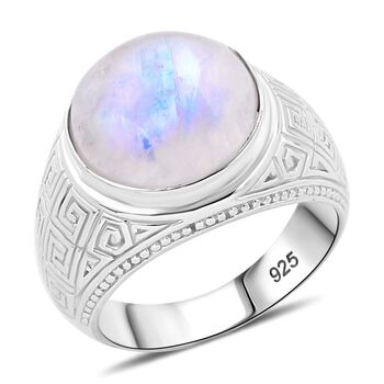 Royal Bali - Regenbogen Mondstein Ring, 925 Silber (Gr&ouml;&szlig;e 16.00) ca. 12.18 ct