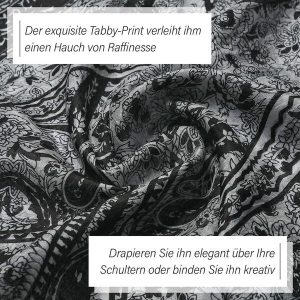 Eleganter Schal aus 100% Seide, Schwarz image number 3