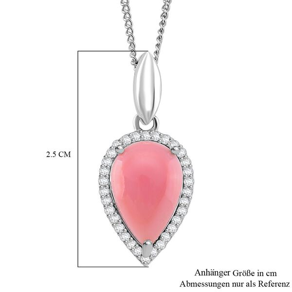 D'Joy Natürliche Rosa Königsmuschel Perle (12x8 mm), Moissanit Anhänger mit Kette, ca. 45 cm 925 Silber rhodiniert image number 6