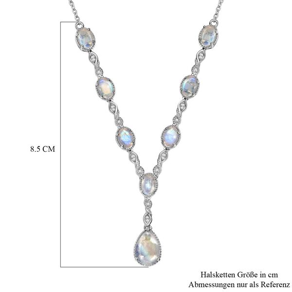 Premium Regenbogen Mondstein-Collier, ca. 45 cm, 925 Silber platiniert ca. 8.81 ct image number 6