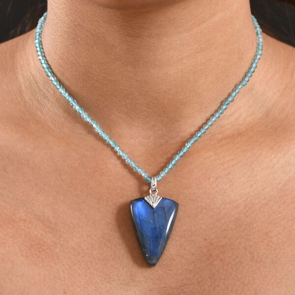 D'Joy AAA Labradorit, Apatit Schmuckset ca. 45 cm 925 Silber rhodiniert ca. 79,24 ct. image number 2