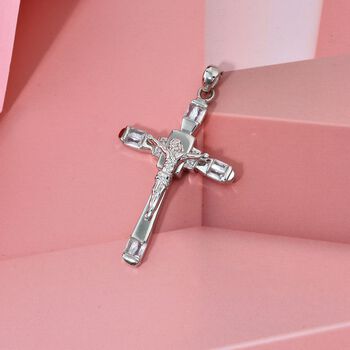 LUSTRO STELLA - Wei&szlig;er Zirkonia Anh&auml;nger 925 Silber rhodiniert