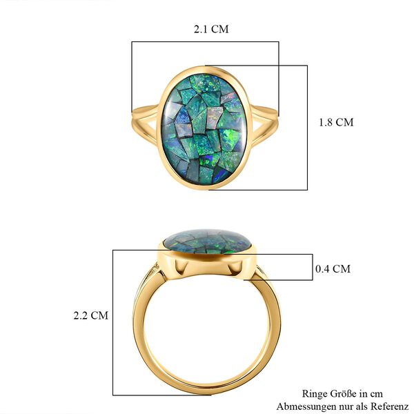 Mosaik-Opal Solit&auml;r-Ring, 925 Silber Gelbgold Vermeil, 5,43 ct. image number 7