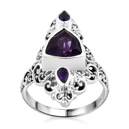 Royal Bali - Afrikanischer Amethyst Ring 925 Silber (Gr&ouml;&szlig;e 17.00) ca. 3.59 ct