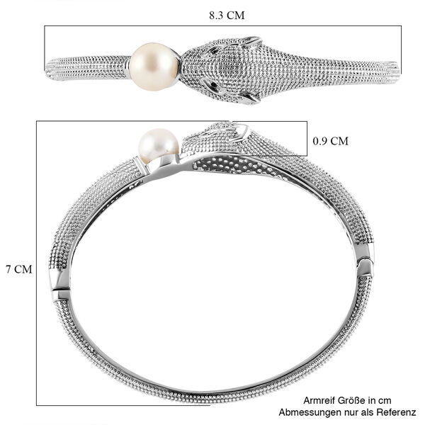 Wei&szlig;er S&uuml;&szlig;wasserperlen- und schwarzer Spinell-Armreif, ca. 19 cm, ca. 6,81 ct image number 6