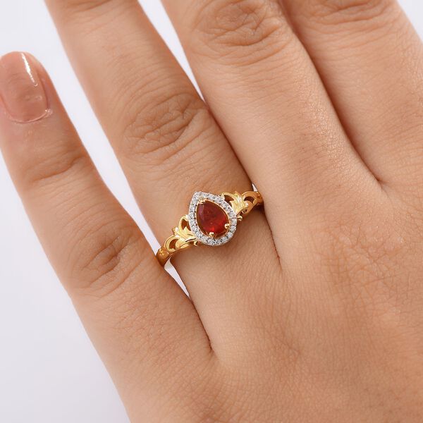 D'Joy AA mexikanischer purpurroter Feueropal und Zirkon Ring - 0,44 ct. image number 3