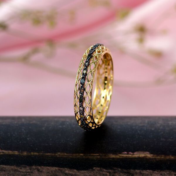 D'Joy Mehrfarbig Diamant Ring 925 Silber 750 Gelbgold Vermeil (Größe 18.00) ca. 0.15 ct image number 1