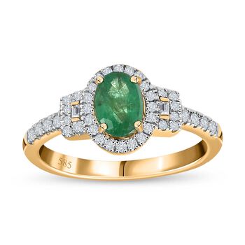 AAA Kagem sambischer Smaragd und Diamant Ring in 585 Gold - 1,02 ct.