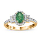 AAA Kagem Sambischer Smaragd und Weißer Diamant Ring 585 Gold (Größe 17.00) ca. 1.02 ct image number 3