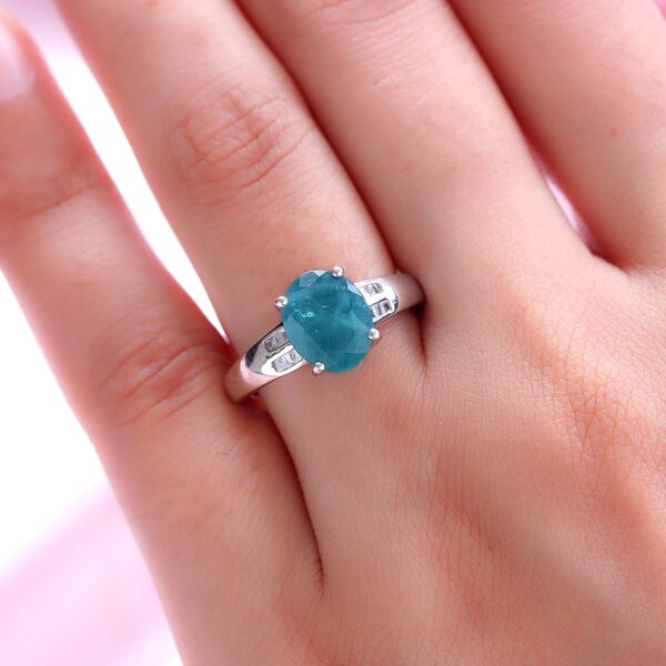 Grandidierit und weißer Diamant-Ring, 925 Silber platiniert  ca. 2,99 ct image number 3