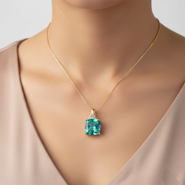 D'Joy Pfau Triplett Quarz und blauer Apatit Anh&auml;nger mit 50cm Kette - 13,19 ct. image number 2