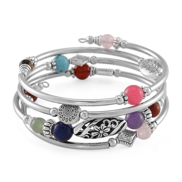 Flexibles und schwarz oxidiertes Multi Edelstein Armband - 40 ct.