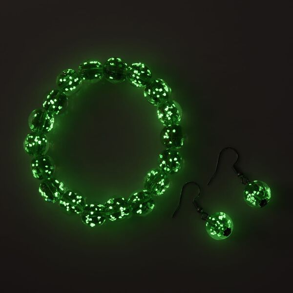 2er Set - Murano-Glasperlen Design, flexibles Armband und Ohrringe, Reiner Edelstahl, Blau image number 2