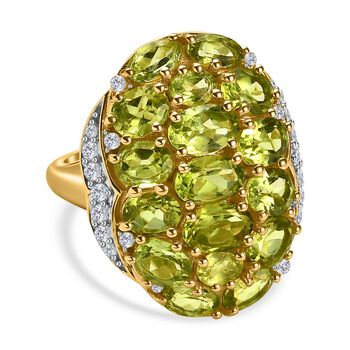 Nat&uuml;rlicher Peridot und Zirkon-Cluster-Ring - 7,04 ct.