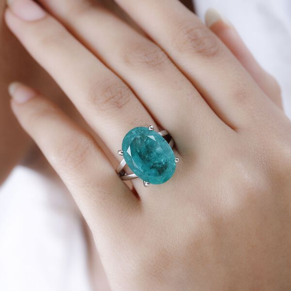 Smaragd-Quarz Triplette Ring, 925 Silber rhodiniert (Gr&ouml;&szlig;e 17.00) ca. 13.51 ct image number 3