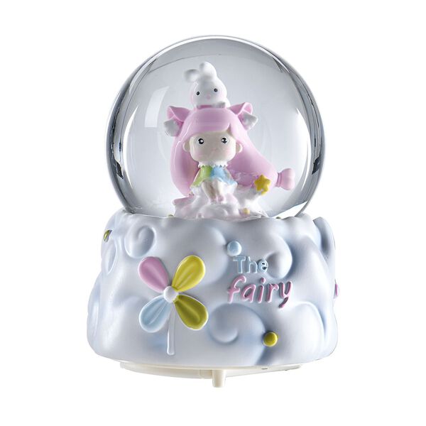 Glitzerkugel mit Musik, Der Hase und das M&auml;dchen, 11x15.5cm, wei&szlig; image number 0