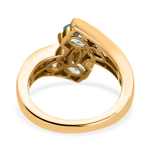 Kambodschanischer blauer Zirkon Bypass Ring 925 Silber vergoldet  ca. 2,27 ct image number 4