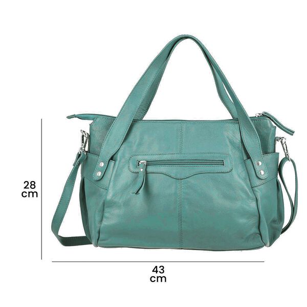 100% Echtleder Weekender Reisetasche mit RFID-Schutz, Blaugr&uuml;n image number 8