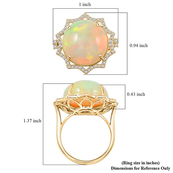 LUXORO AGI zertifiziert und gepr&uuml;ft AAA &auml;thiopischer Welo Opal und Diamant Ring in 417 Gold - 11,20 ct. image number 5