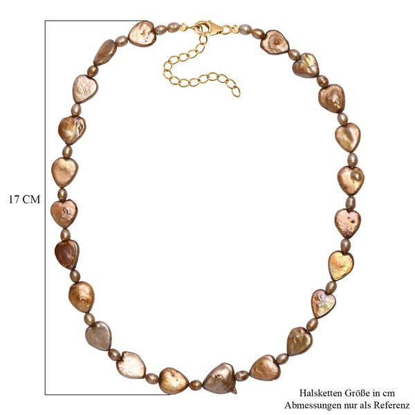 Goldfarbene gefärbte Perle Halskette, ca. 45cm mit 5cm extender, 925 Silber 750 Gelbgold Vermeil image number 5