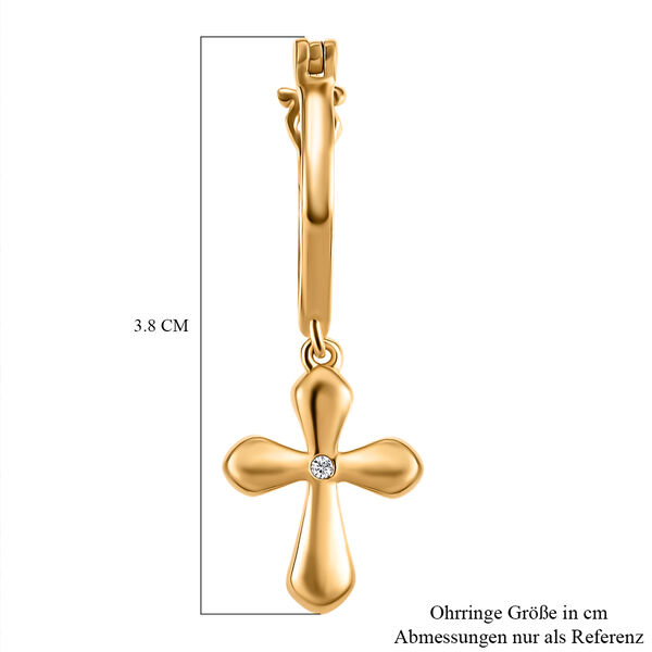 Wei&szlig;e Diamant-Ohrringe, 925 Silber vergoldet image number 6