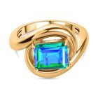 Pfau Quarz Triplette Ring 925 Silber 750 Gelbgold Vermeil (Größe 19.00) ca. 2,92 ct