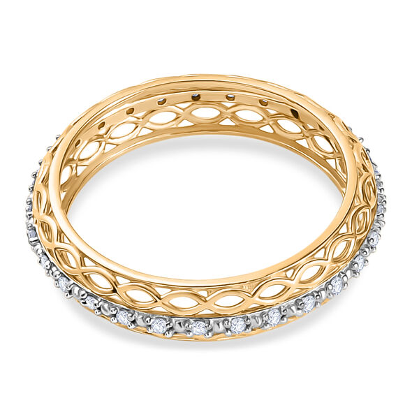 D'Joy Weißer Diamant Ring 925 Silber 750 Gelbgold Vermeil (Größe 17.00) ca. 0,15 ct image number 5