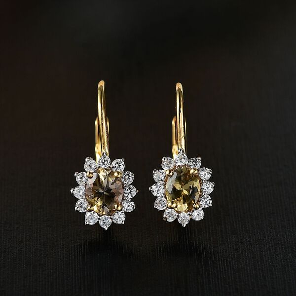AA natürliche, goldene Tansanit und Zirkon Ohrringe - 1,21 ct. image number 2