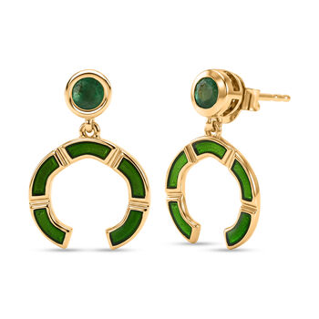 D'Joy AAA Kagem Sambischer Smaragd Ohrringe 925 Silber 750 Gelbgold vermeil ca. 0,93 ct.