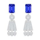 CHAIRMAN VAULT COLLECTION - AAAA Tansanit, Weißer Diamant Ohrringe, zertifiziert und geprüft, 950 Platin ca. 25.47 ct