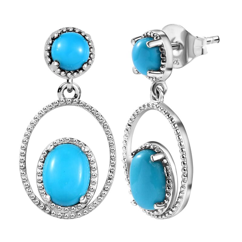 Vintage Herz Türkis Ohrringe - 925 Sterling Silber Mit Echten Türkissteinen 7x7mm