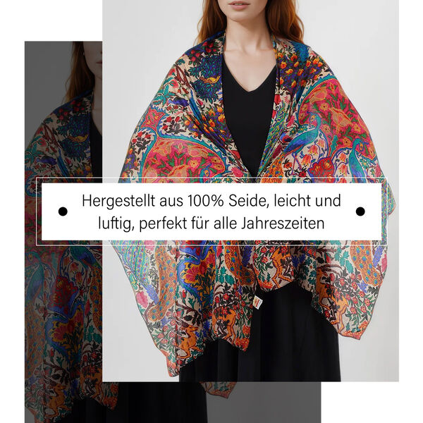 Bedruckter Seidenschal mit Chakra-Edelsteinarmband und Amethyst-Armband, Gr&ouml;&szlig;e Schal: 50x170 cm image number 1