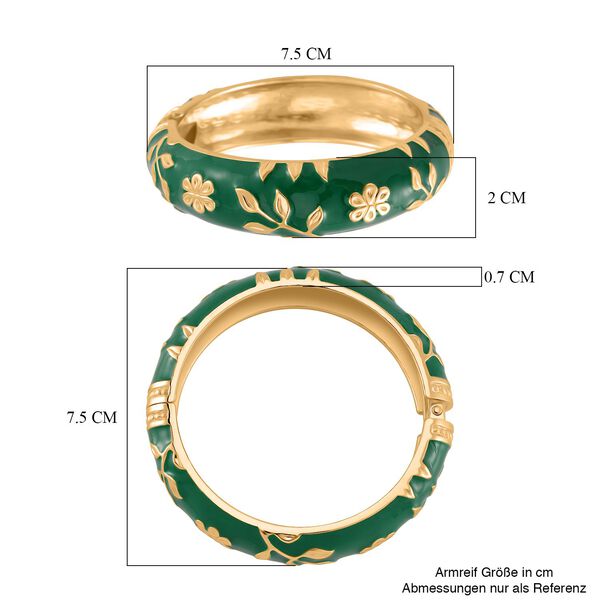 Armreif mit Emaille-Bl&uuml;tendekor, ca. 19 cm ca. 60,00g, gr&uuml;n image number 4