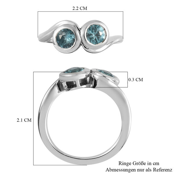Kambodschanischer blauer Zirkon Ring 925 Silber platiniert  ca. 1,24 ct image number 7
