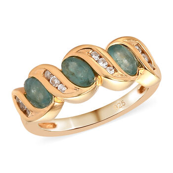 Grandidierit und Zirkon-Ring, 925 Silber vergoldet  ca. 0,84 ct