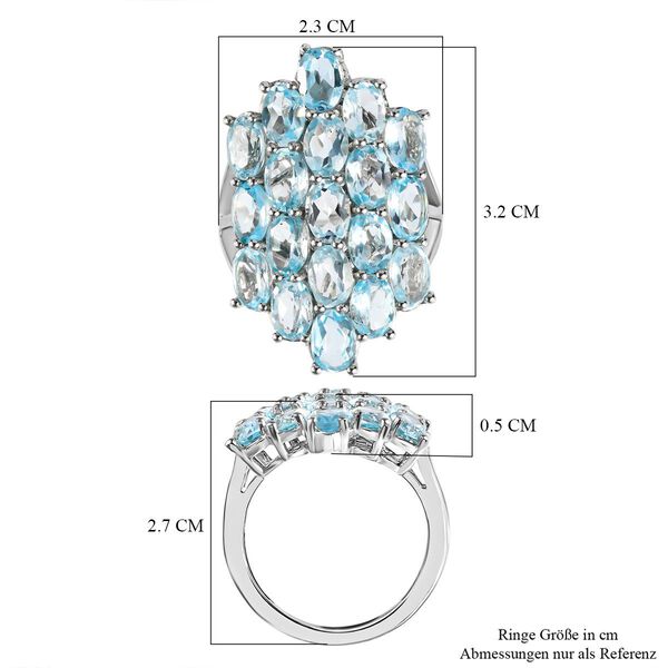 Himmelblauer Topas-Ring in platiniertem Silber - 7,40 ct. image number 6