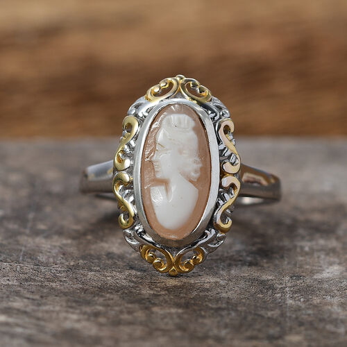D'Joy zweifarbige italienische Kamee Conch-Muschel Ring - 1,95 ct. image number 1