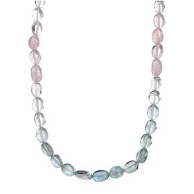 Aquamarin, Morganit Halskette ca. 45 cm 925 Silber rhodiniert ca. 90,00 ct. Aquamarin, Morganit Halskette ca. 45 cm 925 Silber rhodiniert ca. 90,00 ct.