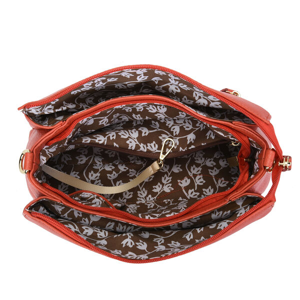 Sencillez Crossbody Tasche aus echtem Leder,  Gr&ouml;&szlig;e 28x9x17 cm, Orange image number 5