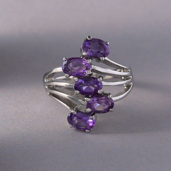 Afrikanischer Amethyst bypass Ring Edelstahl  ca. 2,03 ct image number 2