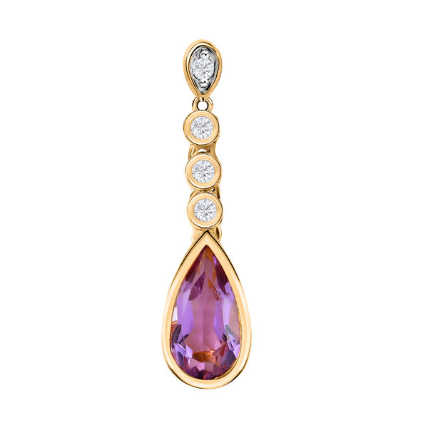 Rose De France Amethyst, wei&szlig;er Zirkon Ohrringe, 925 Silber vergoldet ca. 3.81 ct image number 5