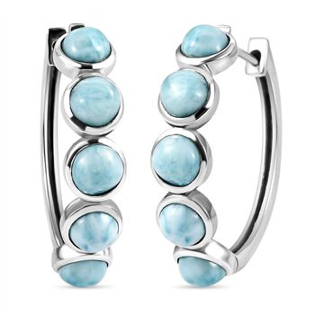 Larimar-Creolen, 925 Silber platiniert ca. 6,70 ct