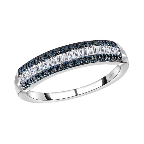 Wei&szlig;er und blauer Diamant Ring, 925 Silber platiniert (Gr&ouml;&szlig;e 20.00) ca. 0.25 ct image number 4
