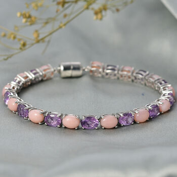 D'Joy AA Rose De France Amethyst und Rosa Opal 19cm Armband - 18,12 ct.