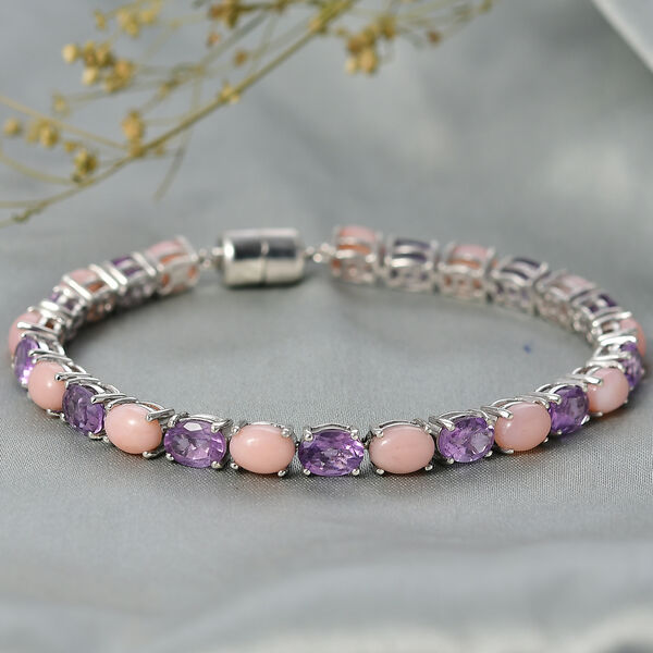D'Joy AA Rose De France Amethyst und Rosa Opal 19cm Armband - 18,12 ct. image number 2