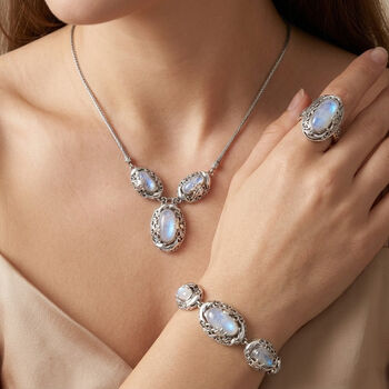 Royal Bali Kollektion-  Regenbogen Mondstein Schmuckset